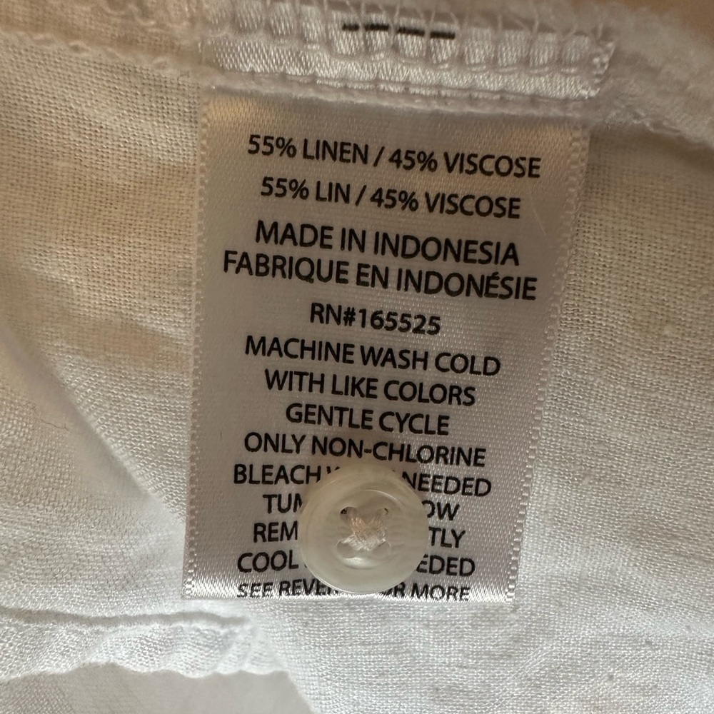 Lola River white linen blend short sleeve button down B-10 - Picture 4 of 4
